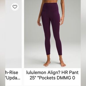 Lululemon Align 25 Pockets Purple Leggings